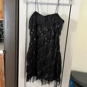 Forever 21 Black Fringe Sequin Dress